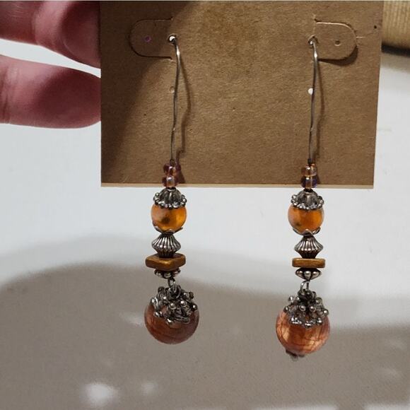 Treska Dove‎ Tone Amber beaded dangle earrings new!!! - Picture 1 of 4